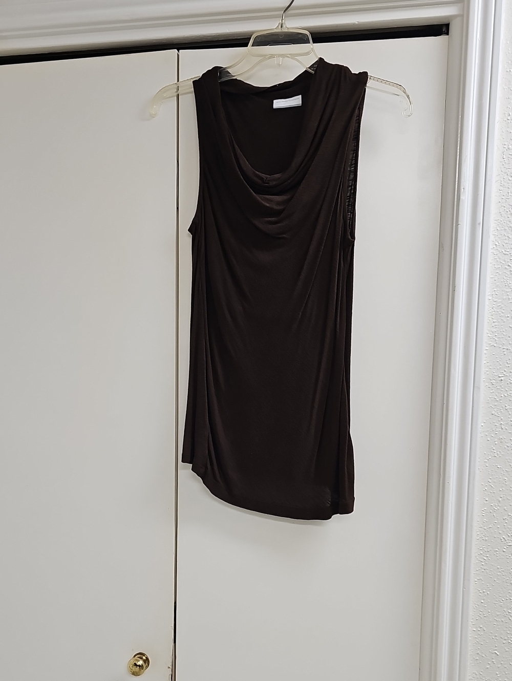 New York & Company Black Sleeveless Draped Cowl Tank Top